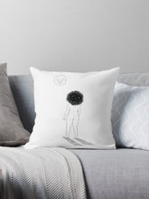 Load image into Gallery viewer, Reading pillow with art from Mirrors &amp; Smoke a poetry book by Black indie poet Courtney Space illustrated by Mia Ohki
